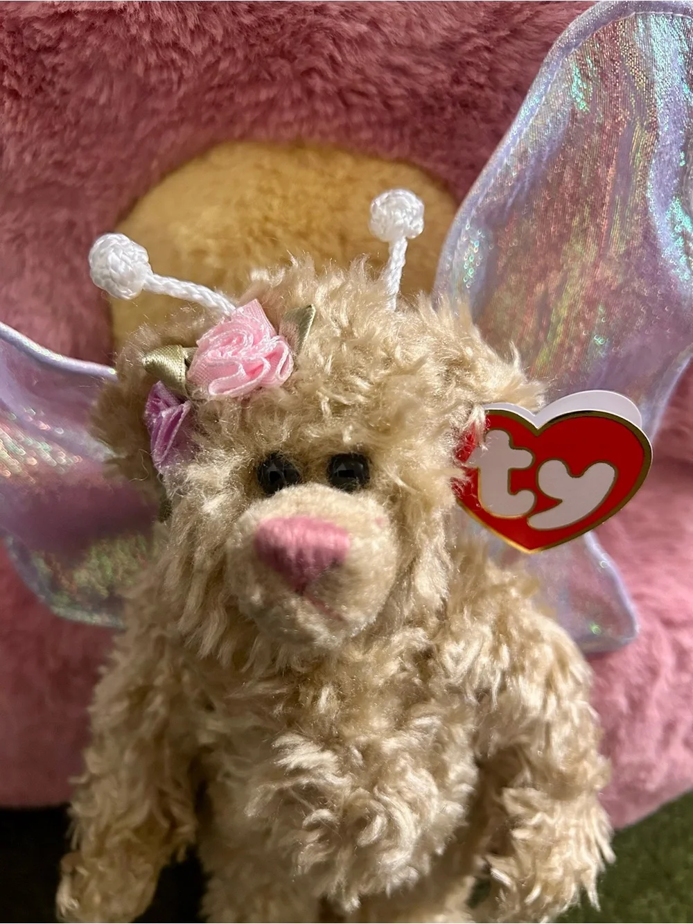 TY Attic Treasures Rafaella 1993 Beige Fairy Bear with Iridescent Wings